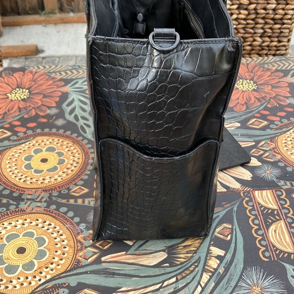 BEIS Large Black Croc Embossed Work Tote - Picture 8 of 15